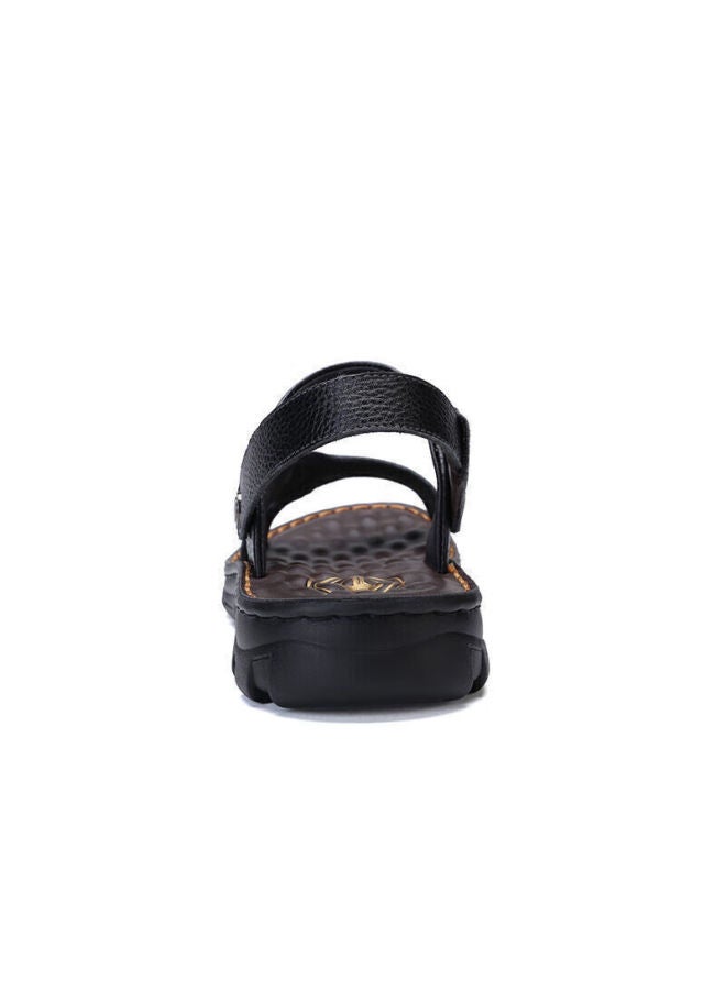 CAMELJEANS Camel Men's Genuine Leather Sandals Cowhide Wear-resistant Beach Shoes W822287612 Black 44 Father's Day Gift - Image 4