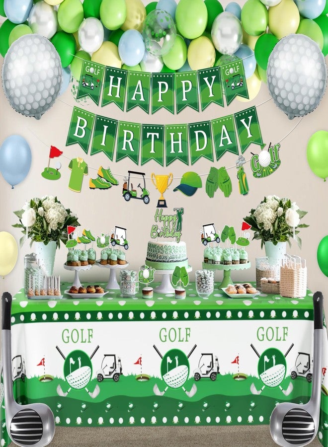 BORAMDO Golf Birthday Party Decorations Set - Happy Birthday Banner, Golf Balloon Arch Kit, Let’s Par-Tee Backdrop, Tablecloth, Cake Toppers - Sports Themed Party Supplies for Kids & Adults - Image 5