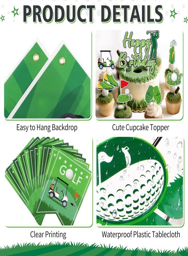 BORAMDO Golf Birthday Party Decorations Set - Happy Birthday Banner, Golf Balloon Arch Kit, Let’s Par-Tee Backdrop, Tablecloth, Cake Toppers - Sports Themed Party Supplies for Kids & Adults - Image 4