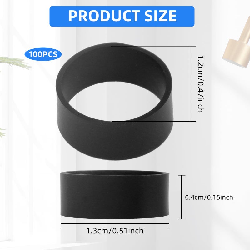 Notoke 100 PCS Silicone Rubber Bands, 0.5 Inch Small Black Elastic Rubber Bands Strong Rubberbands, Heavy Duty Non-slip Silicone Band for Wire Cord Cable Management Home Office School Organization - Image 2
