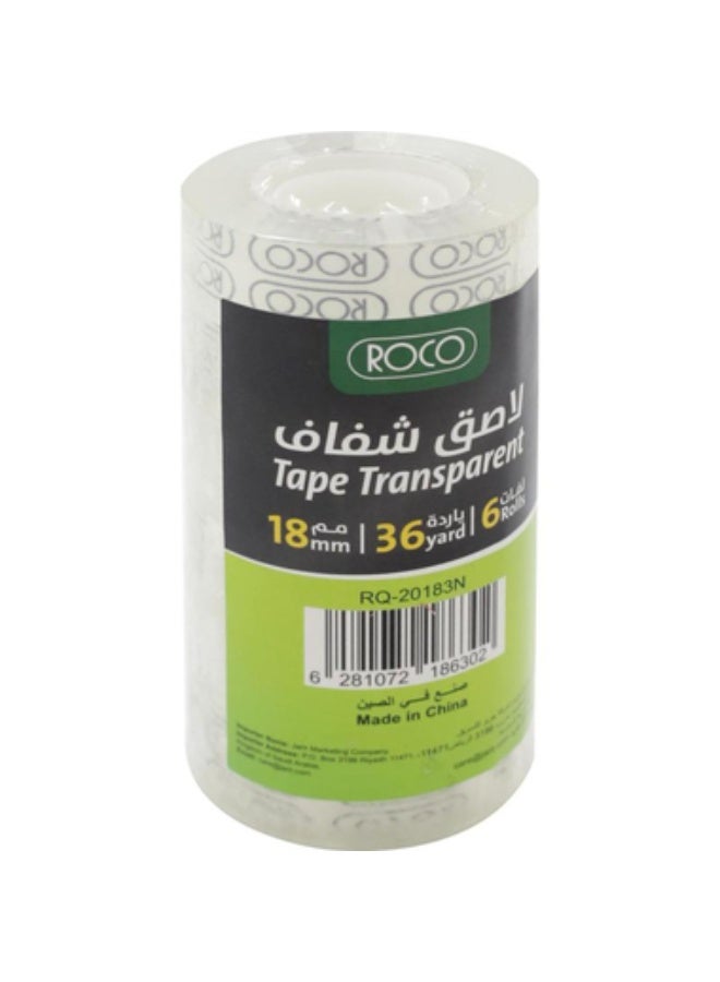 روكو شريط لاصق بلاستيكي 18 مم × 36 ياردة شفاف - Image 1