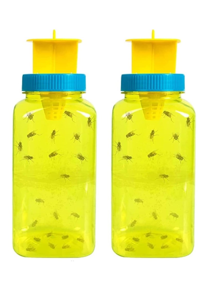 2 Pack Fruit Fly Traps Outdoor, Reusable Fly Traps and Fly Catcher, Hanging Collapsible Fly Trap, Quick results, Catch Fly Bottle, Insect Bug Killer, Suitable for Garden Farm, Yellow - Image 1