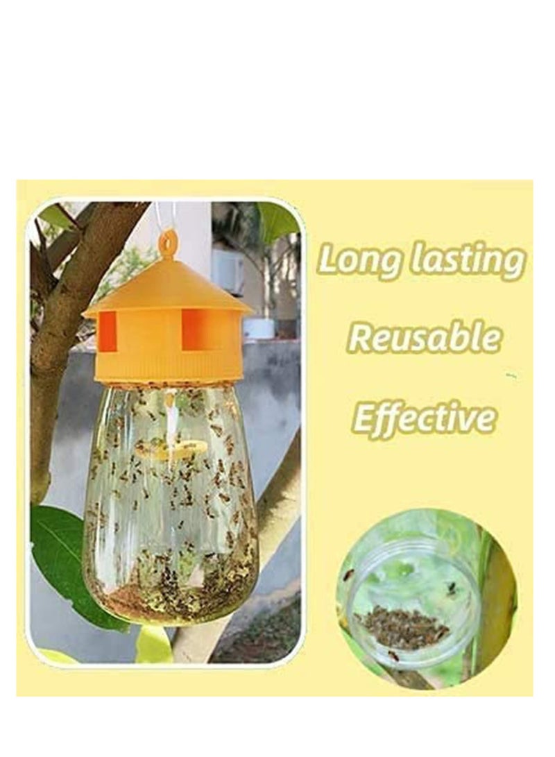 2 Pack Fruit Fly Traps Outdoor, Reusable Fly Traps and Fly Catcher, Hanging Collapsible Fly Trap, Quick results, Catch Fly Bottle, Insect Bug Killer, Suitable for Garden Farm, Yellow - Image 3