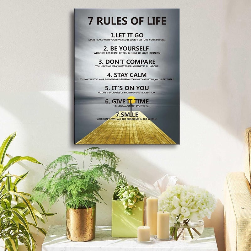 Ploceiny 7 Rules of Life Motivational wall decor on canvas for classroom prints posters,inspiration - Image 3