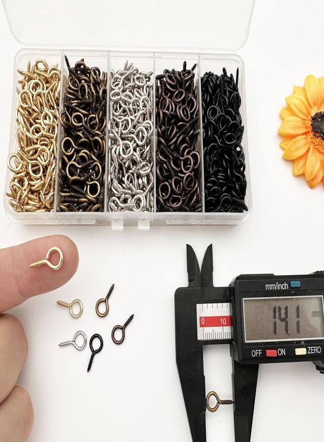 IDEALSV Small Screw Eyes Pin Hooks, 750 Pcs 0.55 Inch Screw in Hook for Jewelry, Cork Bottles,Resin, Bead, 7mm*14mm Small Eye Rings Eyelet Hook for Craft 5 Colors - Image 5