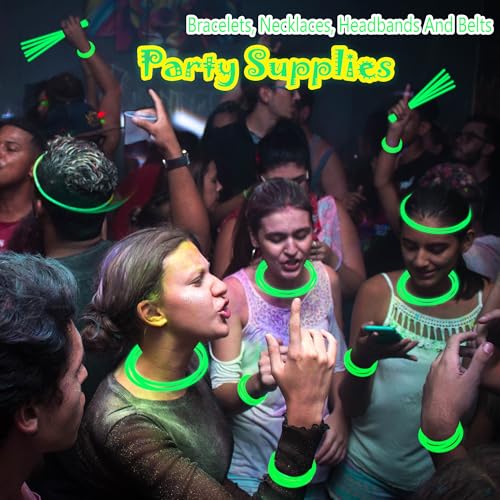 ILHSTY 100 pk 8 Green Glow Sticks Glow Necklaces In The Dark Party Favors Supplies Bright GlowSticks Bulk for Birthday Easter Valentine Mardi Gras Christmas St Patrick Halloween Party Green100 - Image 5