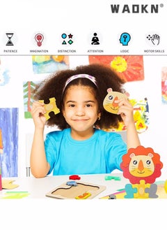WAOKN 12 Pack Preschool Puzzles,Baby toys,Wooden Animal Puzzles for Boys Girls, Montessori Educational Learning Toy Animal Shape Jigsaw Puzzles Travel Toy Party,for Classroom Prizes Birthdays Gift  - Image 3