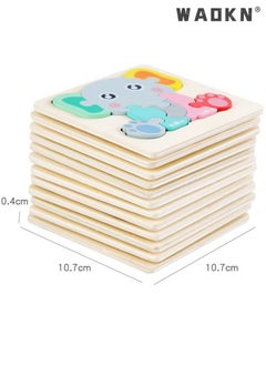 WAOKN 12 Pack Preschool Puzzles,Baby toys,Wooden Animal Puzzles for Boys Girls, Montessori Educational Learning Toy Animal Shape Jigsaw Puzzles Travel Toy Party,for Classroom Prizes Birthdays Gift  - Image 5