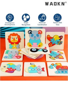 WAOKN 12 Pack Preschool Puzzles,Baby toys,Wooden Animal Puzzles for Boys Girls, Montessori Educational Learning Toy Animal Shape Jigsaw Puzzles Travel Toy Party,for Classroom Prizes Birthdays Gift  - Image 2