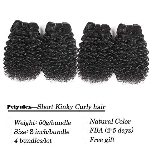 Peiyulex Brazilian Curly Bundles Human Hair Brazilian Kinky Curly Weave 4 Bundles Human Hair 100% Unprocessed Brazilian Virgin Human hair Natural Color (Curly Bundles, 4x8 Inch) - Image 3