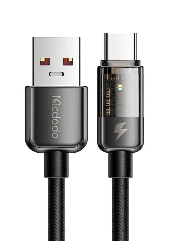 Mcdodo CA3150 Auto Power Off 6A Type-C Super Charge Transparent Data Cable (1.2m) – Ultra-Fast Charging & Data Transfer – Smart Auto Power Off for Battery Protection – Durable, Tangle-Free & LED Indicator – Perfect for Smartphones, Tablets & More - Image 1