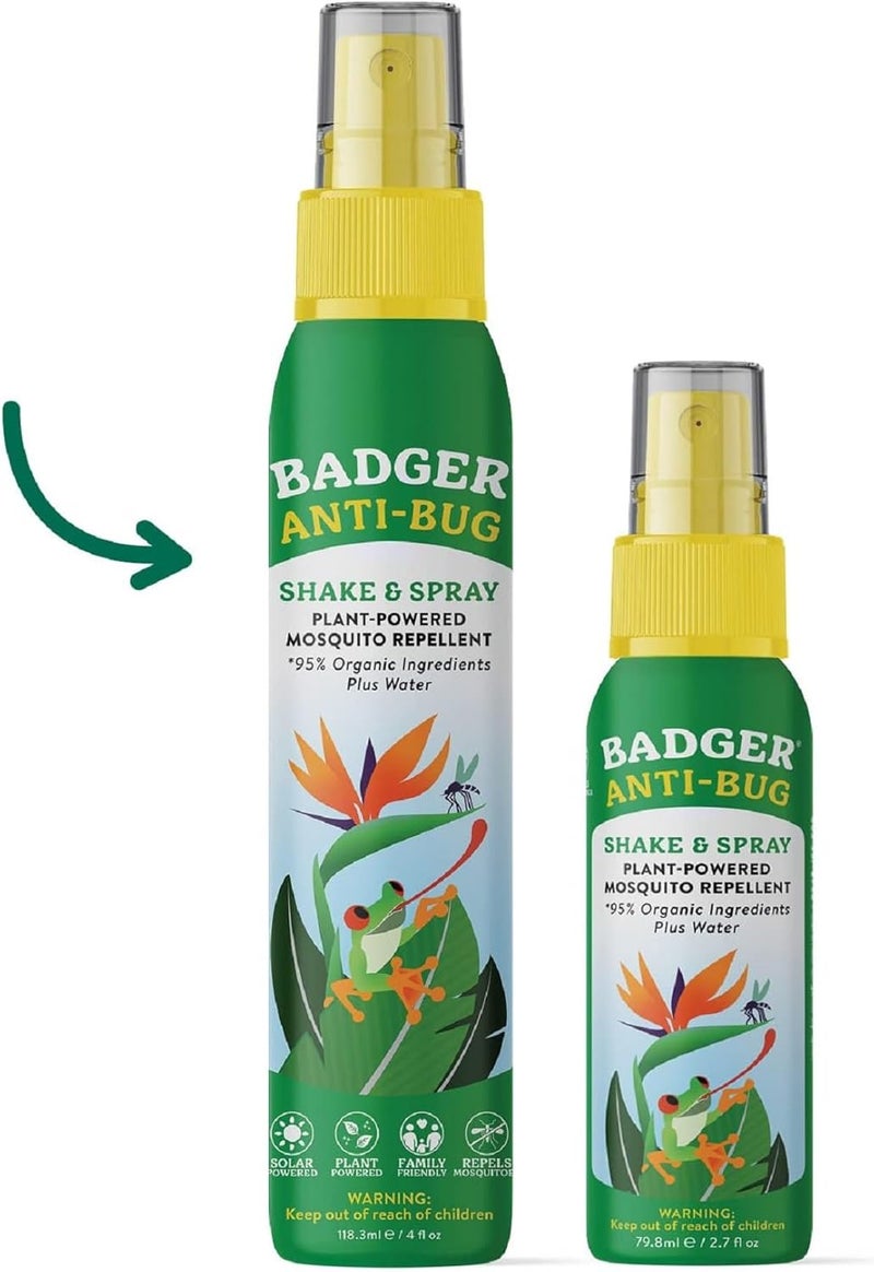 Badger Bug Spray, Family Friendly All Natural Mosquito Repellent w/Organic Essential Oils, Great Smelling Citronella Spray, Effective for 3 Hours, Deet-Free Vegan Plant Based Insect Repellent 4 fl oz - Image 1
