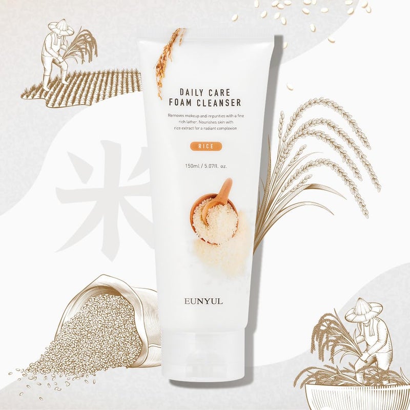 EUNYUL Daily Care Rice Foam Cleanser 5.07 fl. oz. / 150ml Korean Skincare Face Wash with Rice water - Image 2