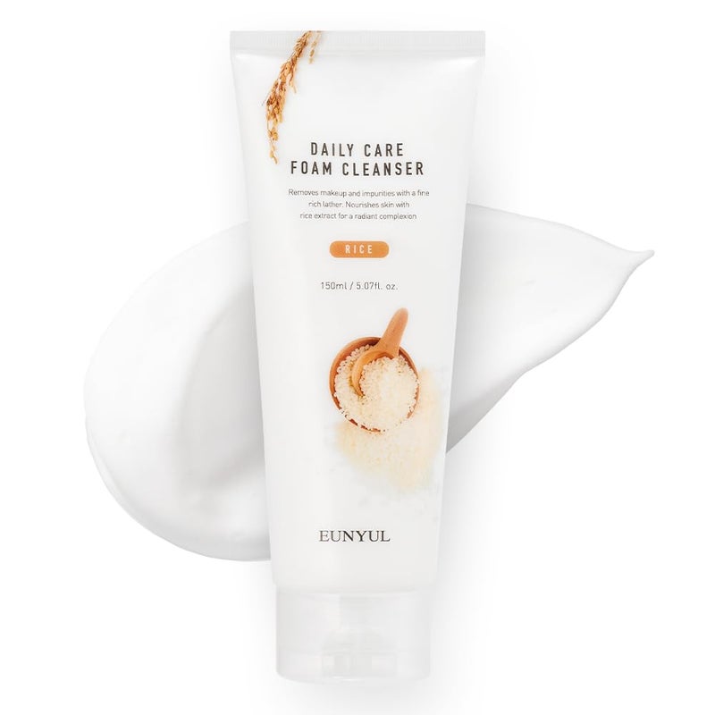 EUNYUL Daily Care Rice Foam Cleanser 5.07 fl. oz. / 150ml Korean Skincare Face Wash with Rice water - Image 1