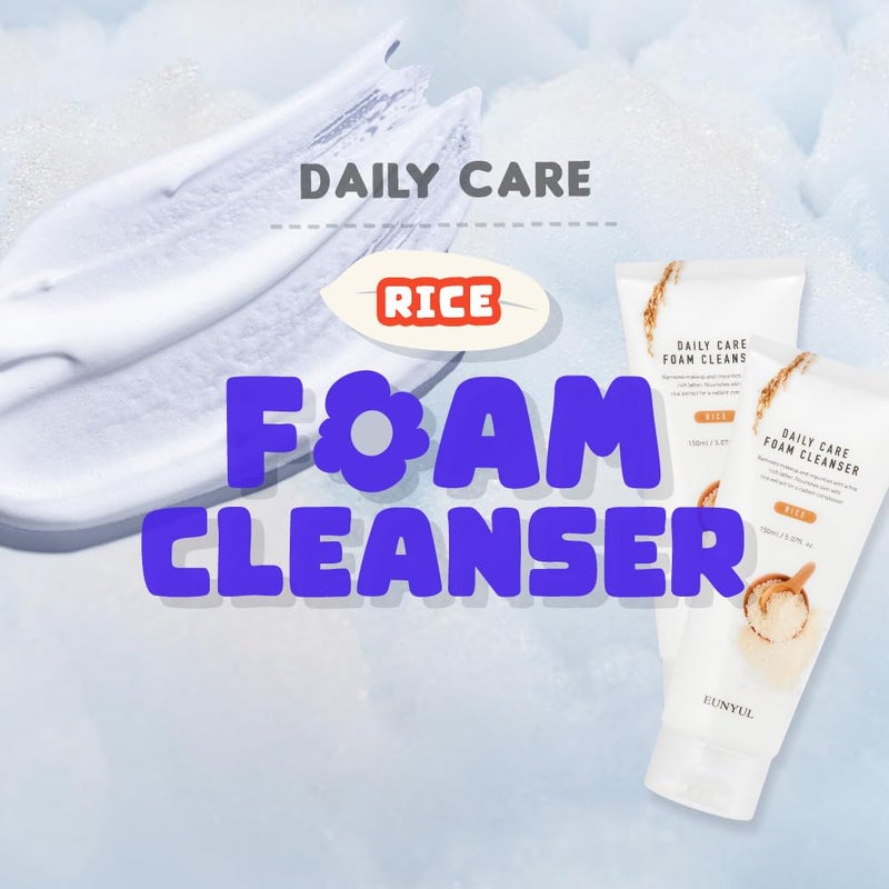 EUNYUL Daily Care Rice Foam Cleanser 5.07 fl. oz. / 150ml Korean Skincare Face Wash with Rice water - Image 3