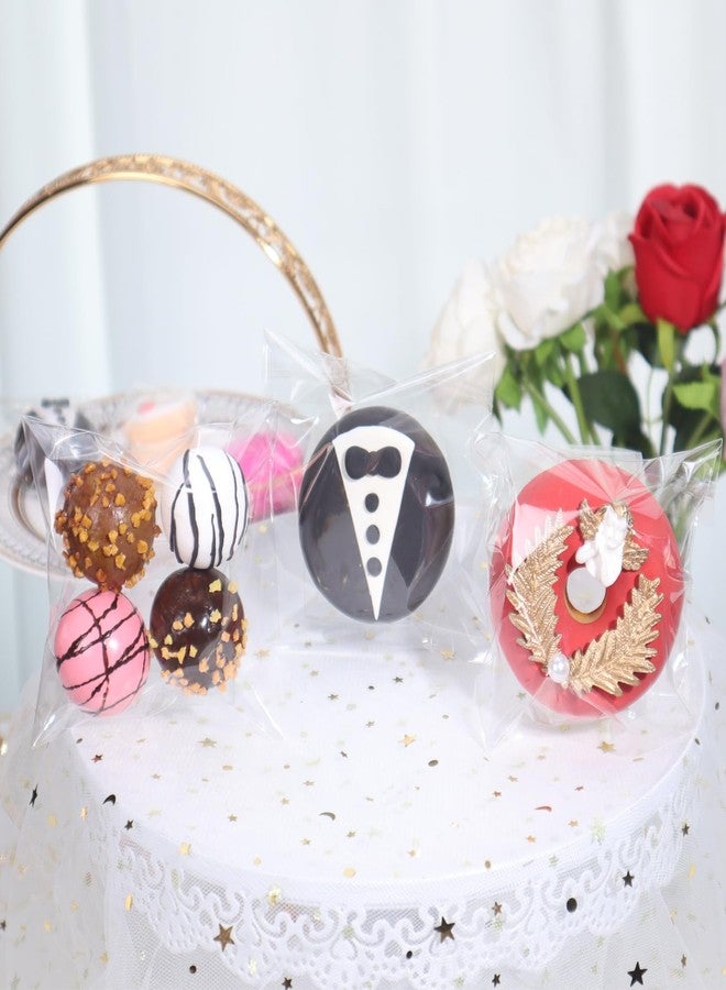 RomanticBaking أكياس سيلوفان شفافة ذاتية الإغلاق من RomanticBaking، 100 قطعة، مقاس 4x4 بوصة، مناسبة للبسكويت، والماكارون، والصابون، وشوكولاتة الترافل، وهدايا الحلوى، مثالية لحفلات الزفاف وأعياد الميلاد. - Image 3