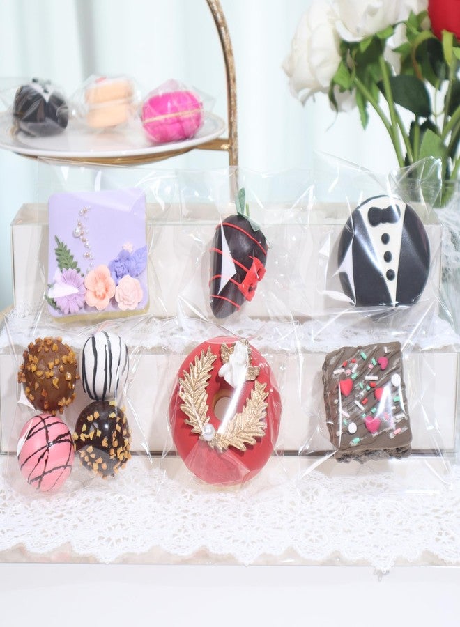 RomanticBaking أكياس سيلوفان شفافة ذاتية الإغلاق من RomanticBaking، 100 قطعة، مقاس 4x4 بوصة، مناسبة للبسكويت، والماكارون، والصابون، وشوكولاتة الترافل، وهدايا الحلوى، مثالية لحفلات الزفاف وأعياد الميلاد. - Image 4