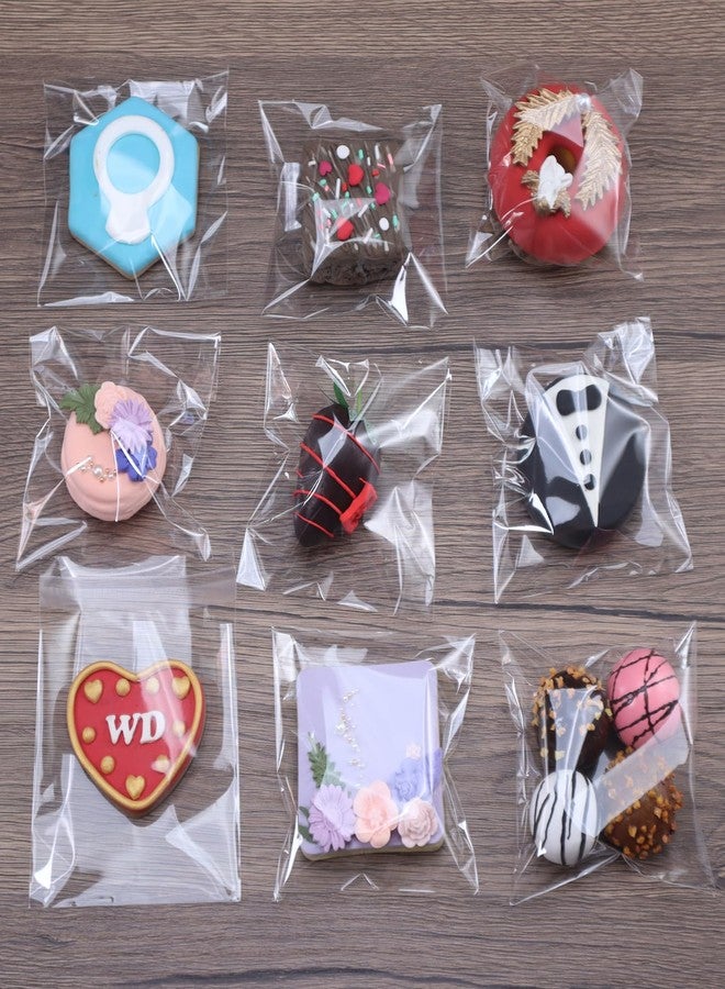 RomanticBaking أكياس سيلوفان شفافة ذاتية الإغلاق من RomanticBaking، 100 قطعة، مقاس 4x4 بوصة، مناسبة للبسكويت، والماكارون، والصابون، وشوكولاتة الترافل، وهدايا الحلوى، مثالية لحفلات الزفاف وأعياد الميلاد. - Image 5