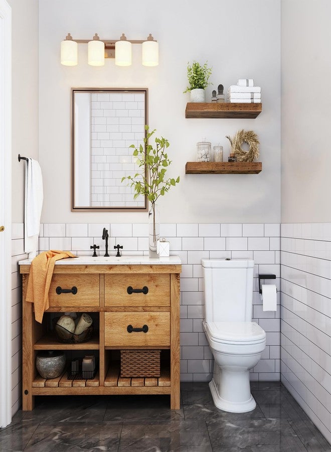 QEEIG Floating Shelves for Wall Bathroom Shelf Bedroom Kitchen Farmhouse Small Book Shelf 16 inch Set of 2, Rustic Brown (015-BN2) - Image 2