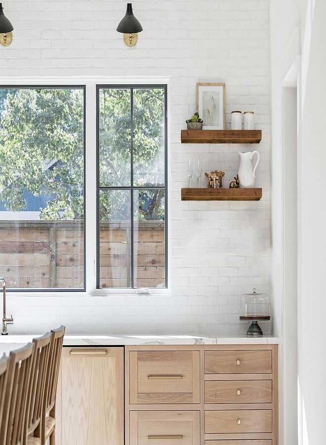 QEEIG Floating Shelves for Wall Bathroom Shelf Bedroom Kitchen Farmhouse Small Book Shelf 16 inch Set of 2, Rustic Brown (015-BN2) - Image 5