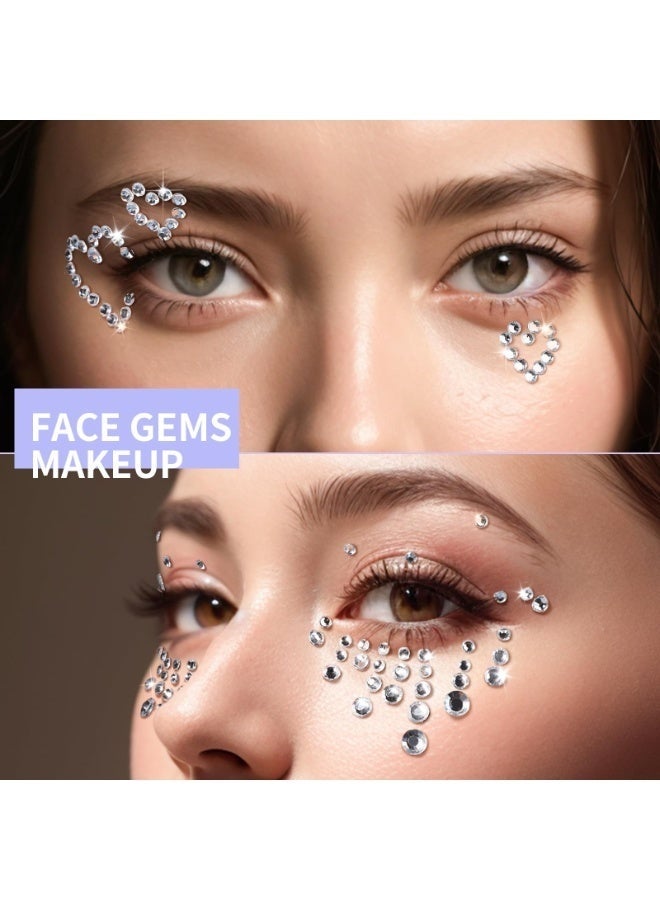 جلامكيت ٢ قطعة من أحجار الوجه واللؤلؤ ذاتية اللصق للمكياج، ملصقات أحجار الراين للوجه والعين، لؤلؤ الشعر للمهرجانات، تزيين الحرف اليدوية، مثالية للحفلات والمناسبات - Image 4
