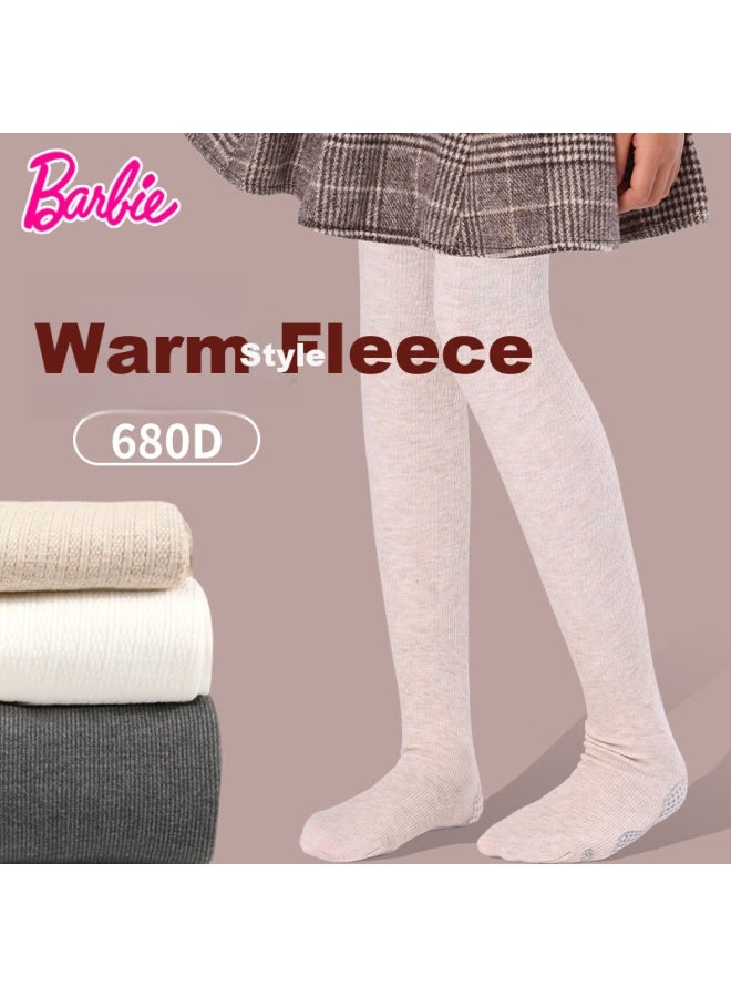 Barbie Kids Fleece-lined Thickened Warm Tights Girls Winter Leggings - Image 1
