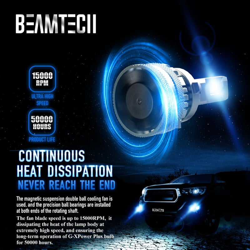 BEAMTECH H13 Bulbs, 9008 G-XP Chips Canbus Ready Fog Light 600% Brighter High Power 6500K Xenon White 360 Degree Lighting Plug N Play, Pack of 2 - Image 5