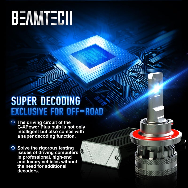 BEAMTECH H13 Bulbs, 9008 G-XP Chips Canbus Ready Fog Light 600% Brighter High Power 6500K Xenon White 360 Degree Lighting Plug N Play, Pack of 2 - Image 4