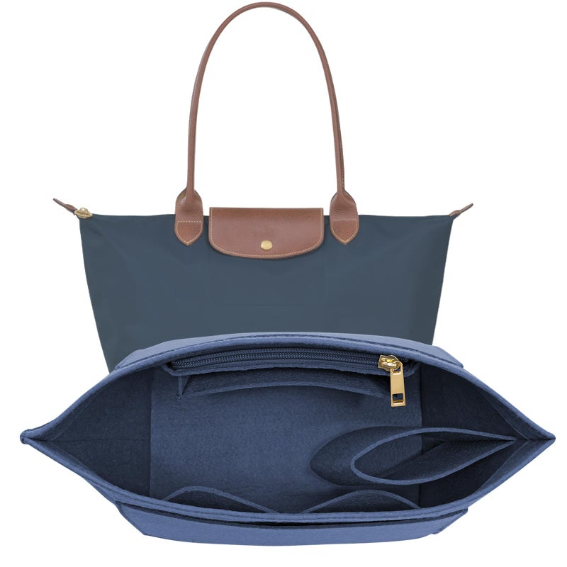 LOUKAYCCI Felt Purse Organizer Insert for Longchamp Le Pliage M Handbag Insert Dark Blue Medium