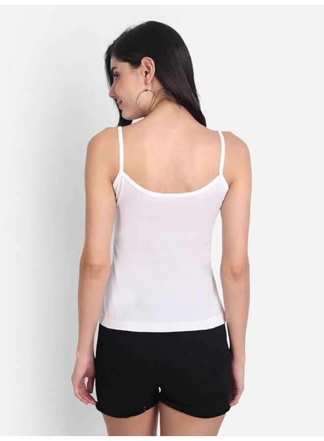Aimly Women's Regular Fit Cotton Camisole Slip Black White Pack of 3, Contains 2 Black 1 White - Image 5