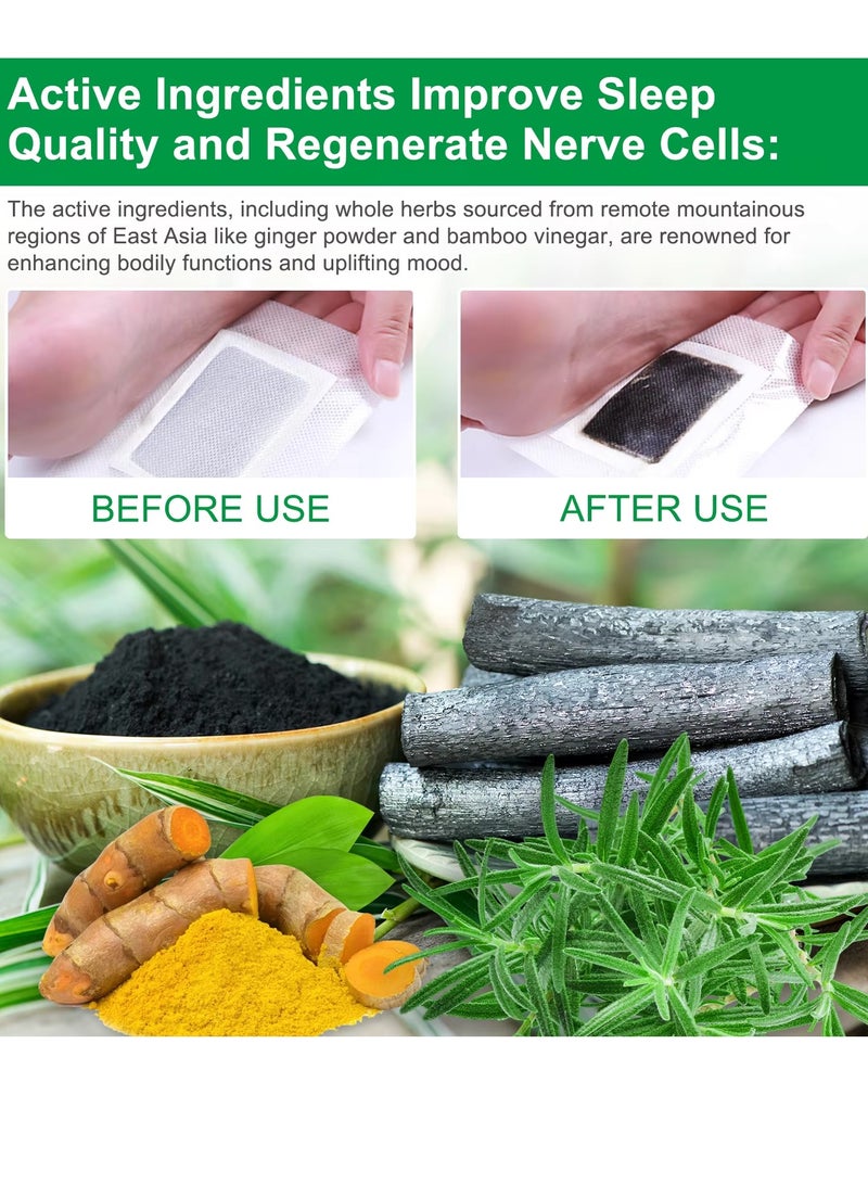 Sefudun 10 قطع لاصقات تنظيف القدم العميق بالروزماري لإزالة السموم لاصقات تنظيف القدم الطبيعية من خل البامبو ومسحوق الزنجبيل للعناية بالقدم أوراق لاصقة لتخفيف التوتر وتحسين النوم لاصقات إزالة السموم للقدم - Image 2