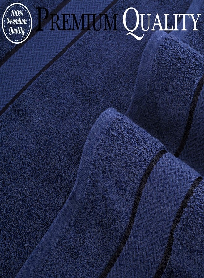 Craftberry - Bath Towels Set-100% Cotton- 2 Bath Towels, 2 Hand Towels & 2 Washcloths- Large, Quick Dry, Absorbent, Plush, Soft- Home,, Shower Towels - 6 Piece Luxury Bathroom Towels - Navy /Dark Blue - Image 2