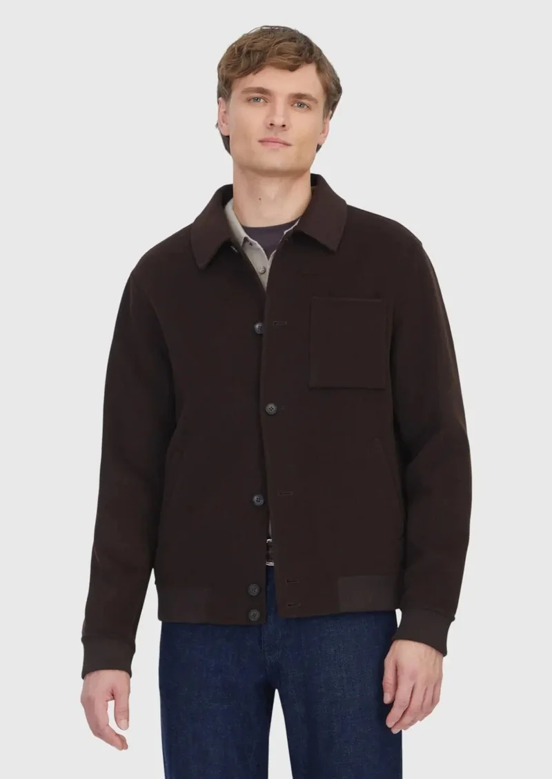 رامسي معطف بني بياقة عالية، مناسب للإطلالات الكاجوال