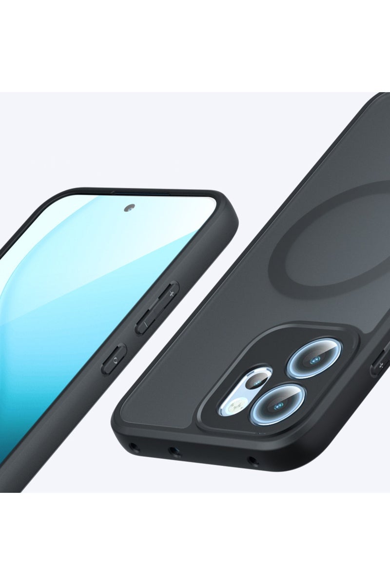 general Magnetic Case for OPPO Reno14F Case, Frosted Matte Translucent Black Case Anti-yellowing Airbag Shockproof PC+TPU Protective Back Cover for OPPO Reno 14F - Image 5