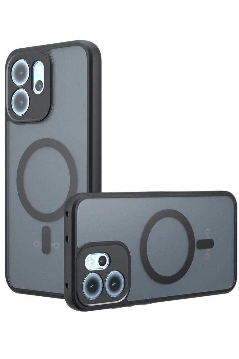 general Magnetic Case for OPPO Reno14F Case, Frosted Matte Translucent Black Case Anti-yellowing Airbag Shockproof PC+TPU Protective Back Cover for OPPO Reno 14F - Image 1