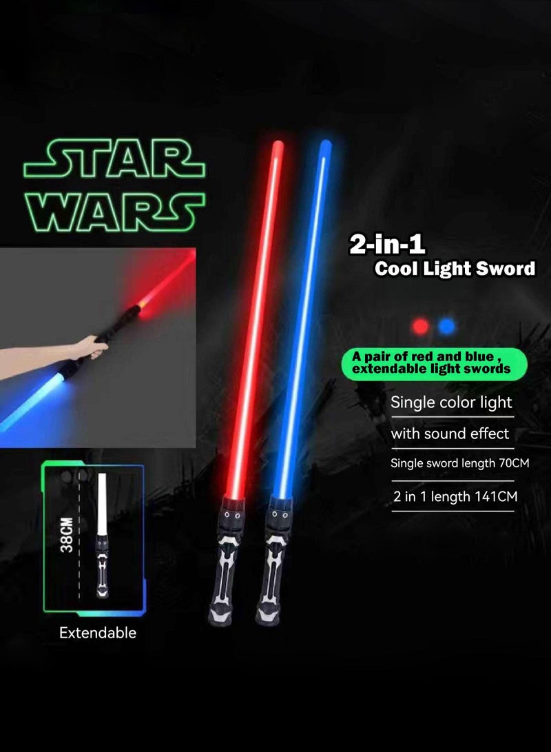 2-Piece Laser Sword Star Wars Toy Two Laser Swords Can Be Combined Into One Extendable Light-Up Toy Flashing Baton - Image 1