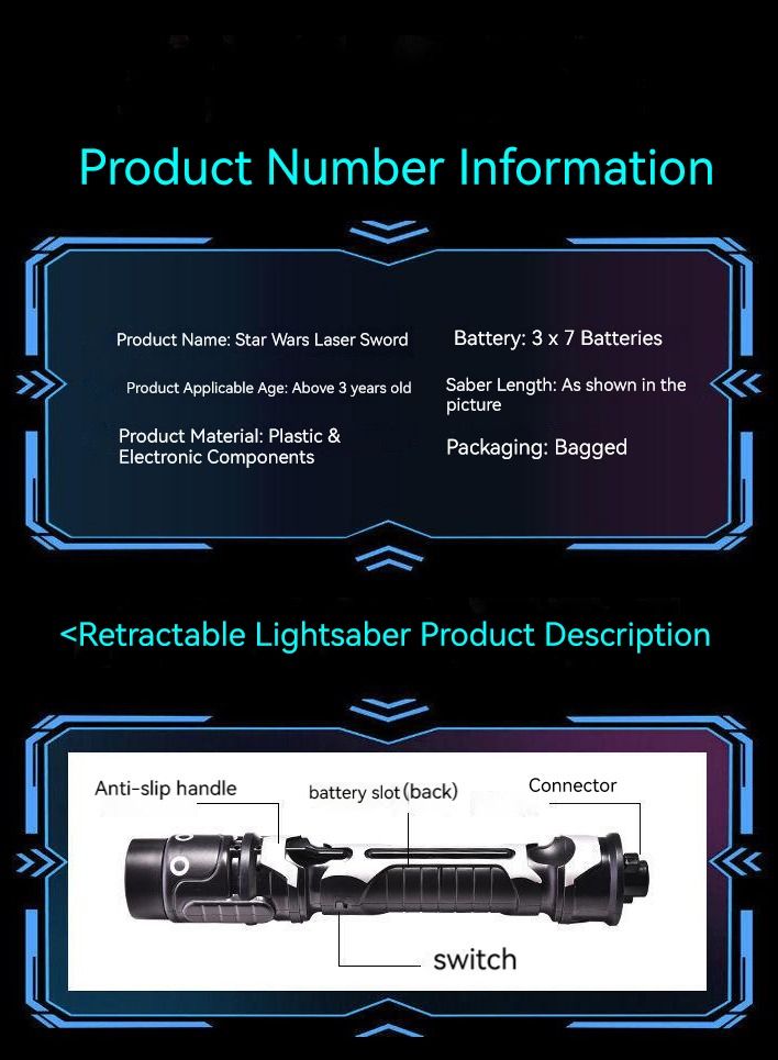 2-Piece Laser Sword Star Wars Toy Two Laser Swords Can Be Combined Into One Extendable Light-Up Toy Flashing Baton - Image 5