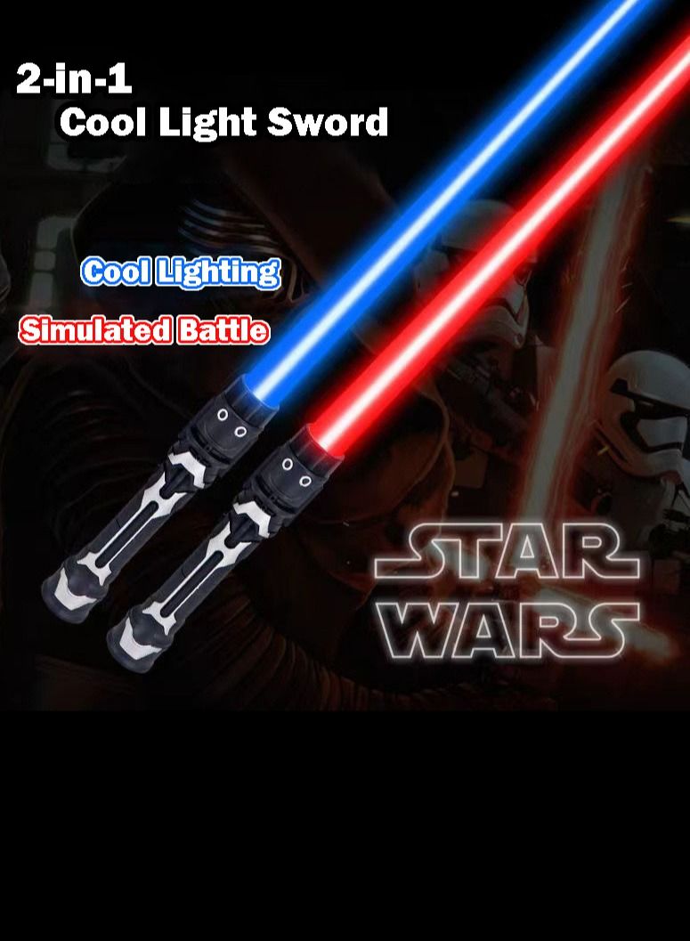 2-Piece Laser Sword Star Wars Toy Two Laser Swords Can Be Combined Into One Extendable Light-Up Toy Flashing Baton - Image 2