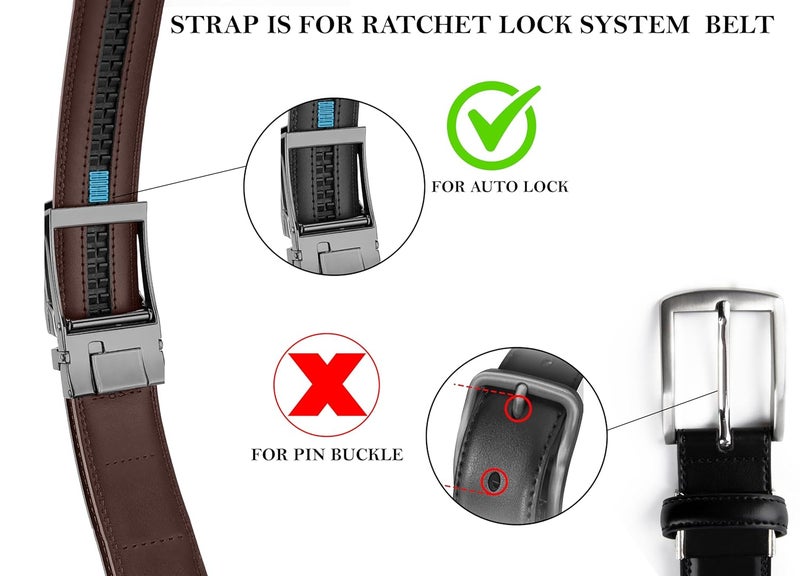 CONTACTS Belt Ratchet Buckle Strap Only – Waist Size Adjustable from 28" to 40" – Replacement Strap for Automatic Click Belts – No Buckle Included - Image 3
