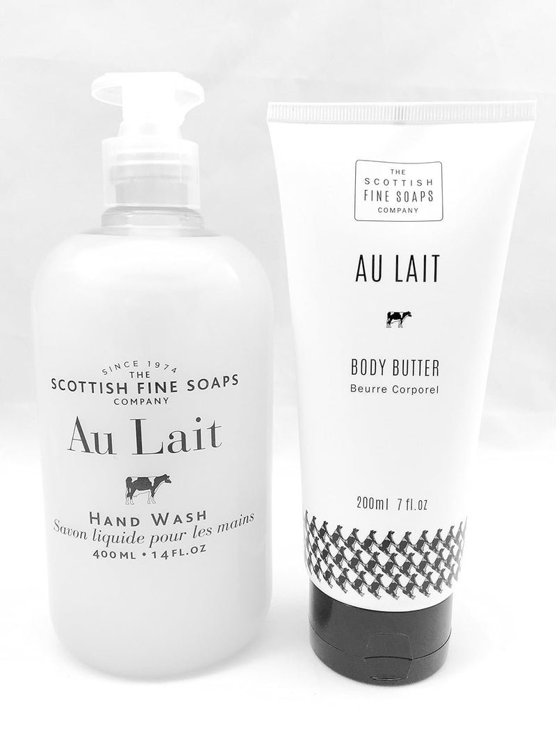 Scottish Fine Soaps Au Lait Hand Wash and Body Butter Bundle Set - Image 1