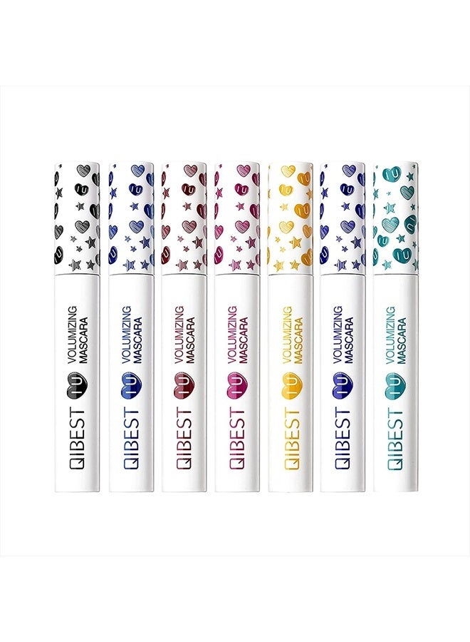 MAEPEOR Colored Mascara 7 Pack Waterproof and Smudgeproof Longlasting Mascara Cruelty Free & Vegan Volume Mascara (7 Colors Set 1) - Image 1