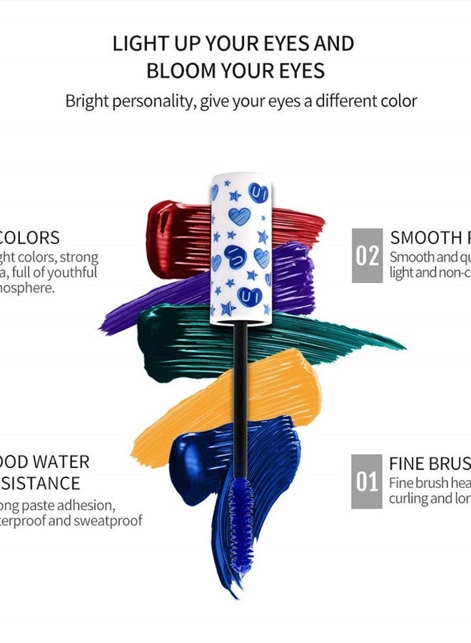 MAEPEOR Colored Mascara 7 Pack Waterproof and Smudgeproof Longlasting Mascara Cruelty Free & Vegan Volume Mascara (7 Colors Set 1) - Image 5