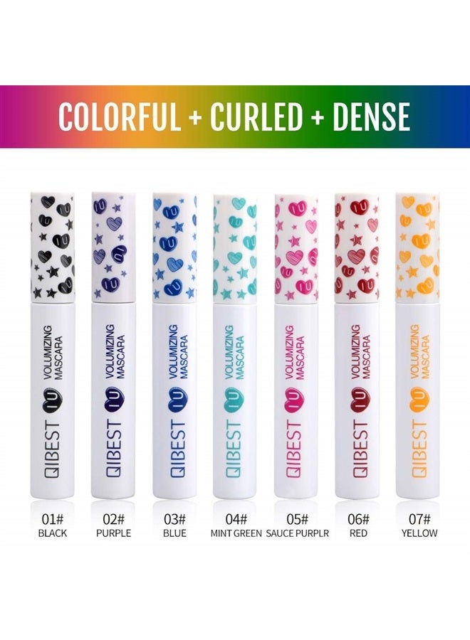 MAEPEOR Colored Mascara 7 Pack Waterproof and Smudgeproof Longlasting Mascara Cruelty Free & Vegan Volume Mascara (7 Colors Set 1) - Image 2