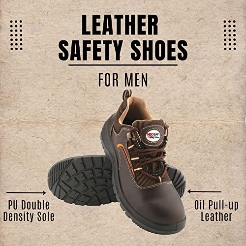 Neosafe Corel A2006_8 Men's Brown Safety Shoe in Oil Pull-up Leather, 200J Non-Metallic Light-Weight Toe Cap, ISI Marked, Size 8 - Image 2