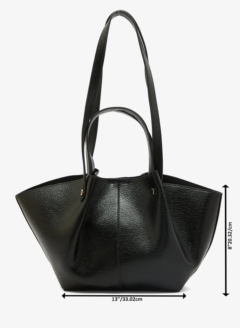 GLAMOROUS BLACK Faux Leather Structured Tote for Women | Best Price UAE