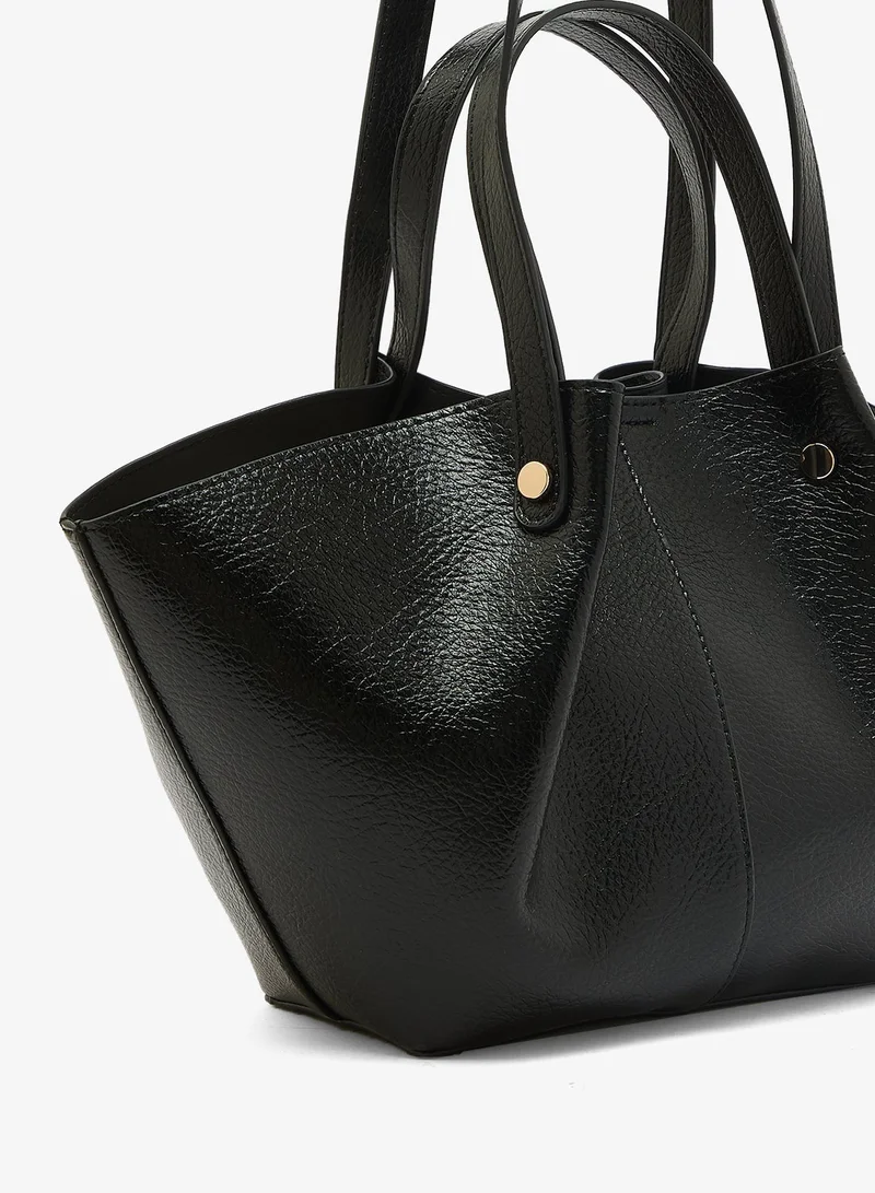 GLAMOROUS BLACK Faux Leather Structured Tote for Women | Best Price UAE
