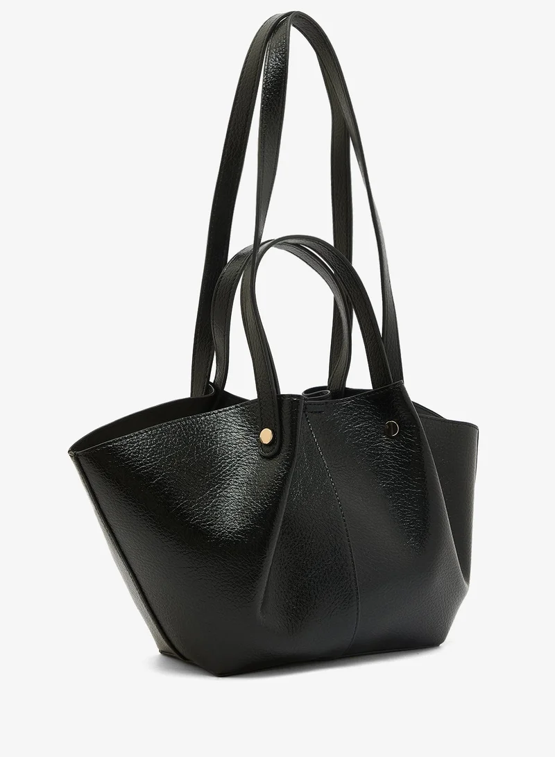 GLAMOROUS BLACK Faux Leather Structured Tote for Women | Best Price UAE