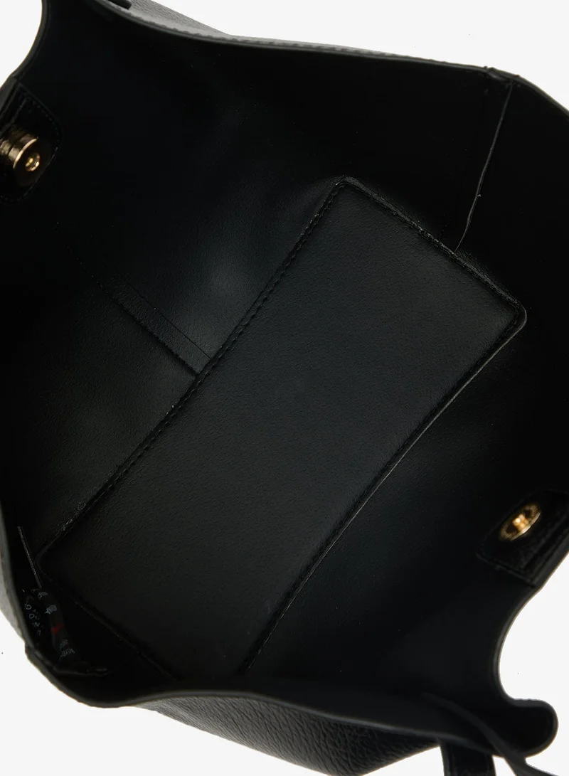 GLAMOROUS BLACK Faux Leather Structured Tote for Women | Best Price UAE
