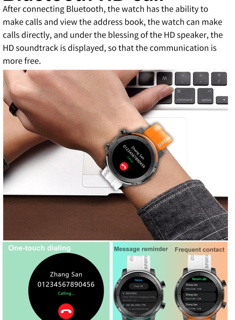 RollsTimi  Men's Smartwatch Sports Fitness Tracker Fashion Smartwatch for Men Heart Rate Sleep Monitor IP67 Waterproof Orange - Image 4