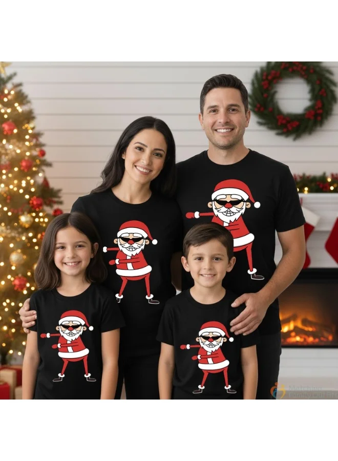 ماتشينج فاميلي اوتفيتس تيشيرتات سانتا سكواد العائلية المتطابقة | طقم ملابس عيد الميلاد القطني الأسود للعائلة | ملابس عيد ميلاد ممتعة للأم والأب والأطفال